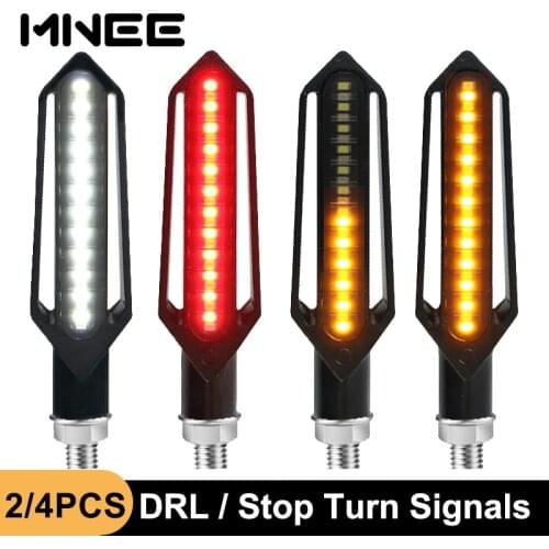 4PCS Turn Signal Light 24LED Motorcycle Flowing Flashing Blinker Brake/Day Running Light DRL Flasher Relay Stop Signal Lighting