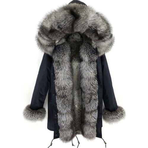 7XL Waterproof Men Parka Winter Jacket Long Real Rabbit Fur Coat Man Parkas Natural Raccoon Fur Hood Real Rabbit Fur Liner