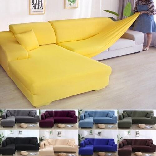 Solid High Stretch Sofa Covers For Living Room Corner Sofa Cover L-Shaped Chaise Couch Slipcovers funda sofa Chair Couch Cover