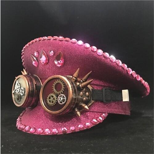 Women Pink Police Hat With Gear Classes Guard Hat Performance Military Hat Adult Hat 3 Size