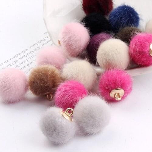 10pcs Imitated Mink Fur Beads For Jewelry Making Pendant Ball Diy Earrings For Women Jewelry Findings Line Eardrop Accessories