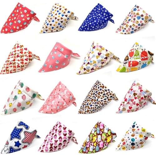 100Pcs Pet Puppy Bandana Collar Dog Bandanas Scarf Adjustable Cotton Plaid Dog Bandana Dog Accessories