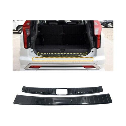 2* Black Outer + Inner Rear Sill Bumper Plate For Mitsubishi Montero Sport 20-21