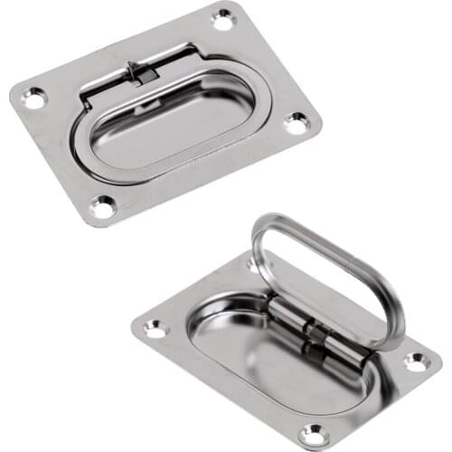 2pcs 73mm Stainless Steel Spring Hatch Lift Handle Flush Mount Boat Marine