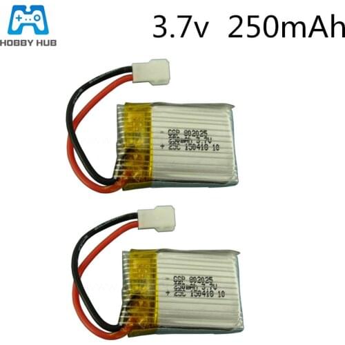 2pcs/lot 3.7V 250mAH lipo Battery For Remote Control Aircraft aircraft parts RC toys battery 3.7v XH plug 802025 lipo battery