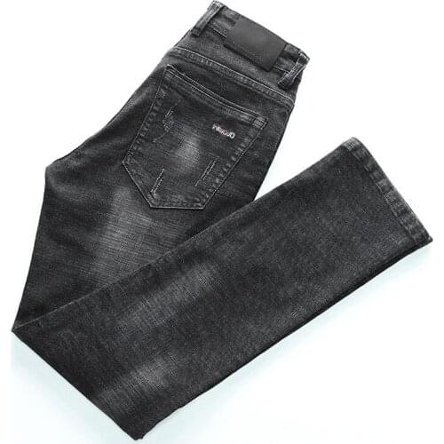 2021 Men Straight Cotton Elasticity Denim Pants Male Brand Jeans Business Fashion Casual