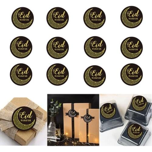 60pcs EID Mubarak Ramadan Paper Sticker Waterproof Gift Lable Seal Stickers Islamic Muslim Eid al-fitr Party Decoration Supplies