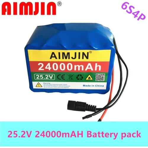 6s4p 24V 24Ah 18650 Battery Lithium Battery 25.2v 24000mAh Electric Bicycle Moped /Electric/Li Ion Battery Pack with Charger