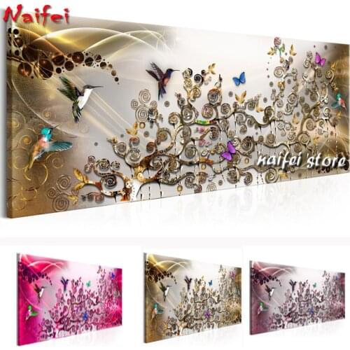 5d Diamond Painting Full Square"Hummingbirds Dance Rich Abstract Tree" Picture Of Rhinestone DIY Diamond Embroidery Home Decor