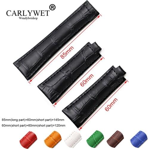 CARLYWET 20mm Men Women Black Green White Brown Red Blue Real Calf Leather VINTAGE Replacement Wrist Watch Band Strap Belt