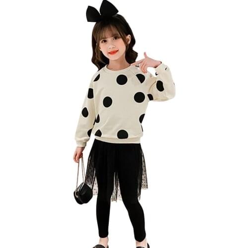 Kids Clothes Girls Sweatshirt + Mesh Pants Teenage Girls Clothing Mesh Girls Tracksuit Spring Autumn Kid Clothes