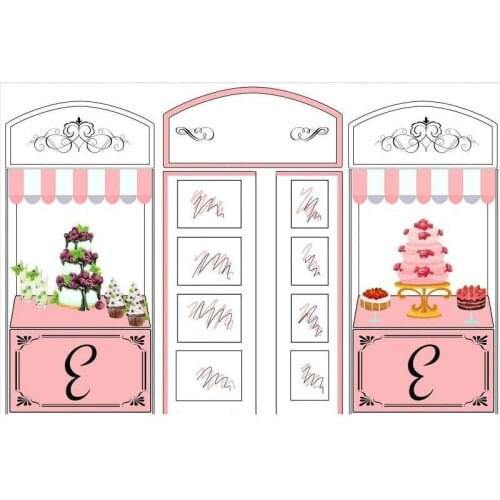 Cute Pink Cake Store Backdrop Photography Background Photo Booth Studio Decor