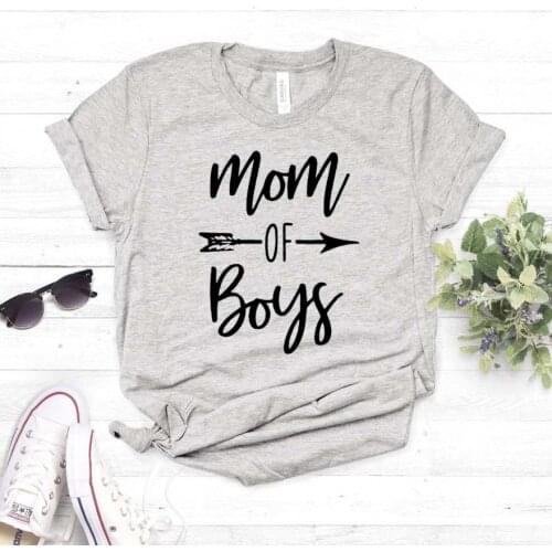 Mom of Boys Fashion Women T-Shirt Cotton Casual Short Sleeve Tees Fashion Graphic Mother Female Clothing Harujuku O Neck Mom Top