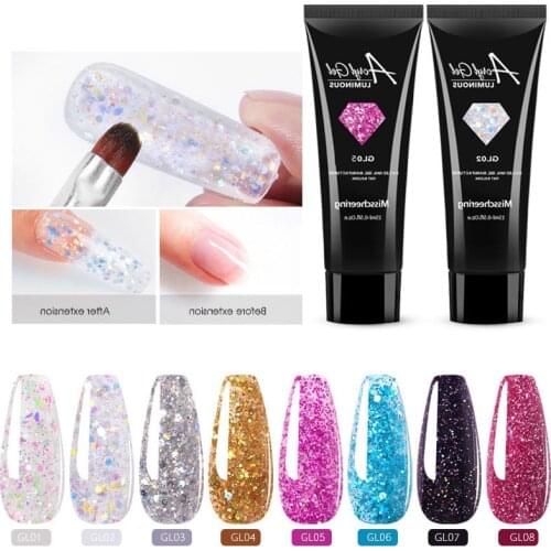 1Pcs 15ml Extension Nail Gel Nail Polish Acrylic Nail Glitter Sequins Soak Off UV Extend Gel for Nail Extensions Tools