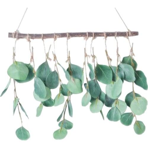 Artificial Eucalyptus Greenery Hanging Wall Decor Eucalyptus Vines Wall Hanging Plants with Wooden Stick Boho Wall Decor