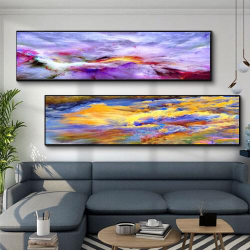 AAHH Canvas Painting Large Size Cloud Painting Abstract Colored Wall Art Posters Cloud Picture Home Decor No Frame