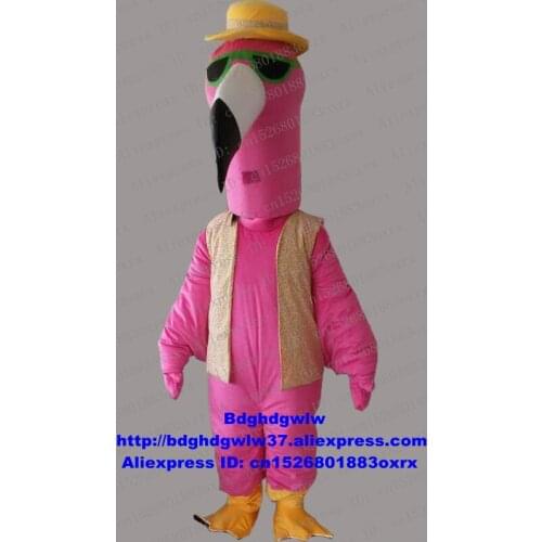 Pink Crane Stork Wild Goose Flamingo Mascot Costume Adult Cartoon Character Publicity Campaign Affection Expression zx932