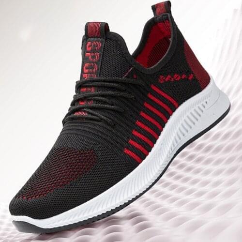 Sports shoes mens casual running flying woven breathable Korean fashion single shoes mens shoes spring 2021 new