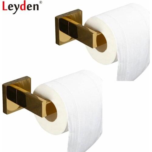 Leyden Wall Mounted 304 Stainless Steel Gold 2pcs Toilet Paper Sets Tissue Holders Roll Paper Holder Bathroom Accessories Set