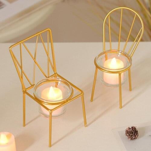 Metal Mini Tea Light Holder Chair Iron Candlestick Wedding Dining Table Candle Holder Home Party Decoration Ornament Crafts