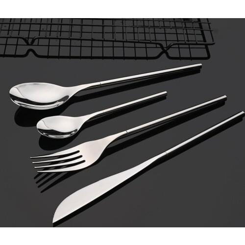2/4/6Set 304 Stainless Steel Dinnerware Set Korean Style Top Knife Fork Spoon for Food Luxury Solid Silver Flatwar Cutlery Set