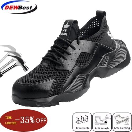 Dewbest New 36-46 Lightweight safety shoes men women steel toe Anti-crush Anti-piercing breathable wear-resistance work shoes