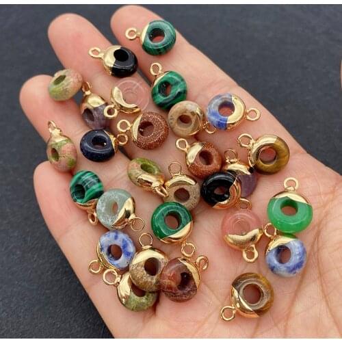 Wholesale Multicolor Ring Shape Pendant Natural Stone for Jewelry Making DIY Handmade Accessories Beaded Decoration Fashion