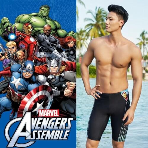Original Disney Boxer Five-point Swimming Trunks Mens Anti-awkward Avengers Sexy Tide Mens Swimwear Professional Swimwear