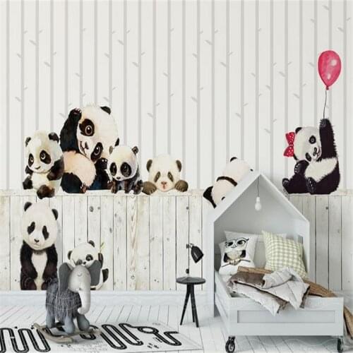 Custom 3d modern wallpaper kids room living room bedroom wall mural minimalist playing pandas bamboo wallpaper home decor