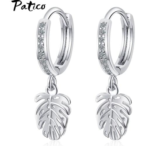 Shiny Inlaid Micro Cubic Zircon Hoop Earrings 925 Sterling Silver Star and Moon Ear Jewelry for Women Girls Gift Pendientes