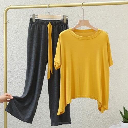 Net Red Casual Suit Female 2021 New Home Clothes Short Sleeve Two-piece Set Loose Modal Pajamas Comfort Women Pijama Mujer