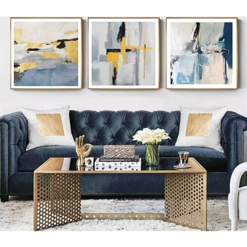 Blue Gradient Graffiti Nordic Abstract Painting Minimalist Decoration Wall Art Poster Frames Canvas for Home Cuadros Decoration