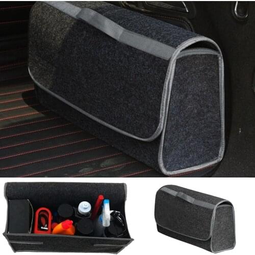 Collapsible Car Trunk Storage Bag Organizer with Lid Portable Car Storage Stowing Tidying PU Leather Auto Trunk Box Organizer