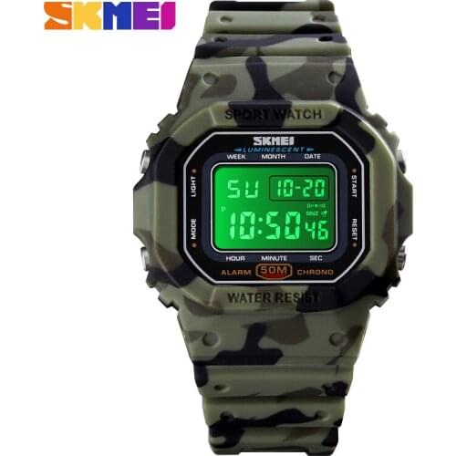 SKMEI LED light Watches Men Digital Watch Stopwatch Calendar Sports Watches 50m Waterproof Male Electronic Clock reloj hombre
