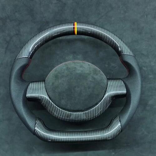 Cuatomized Carbon Fiber Sports Steering Wheel Perforated Leather compatible for Mercedes-Benz Smart Fortwo forfour 2016-2020
