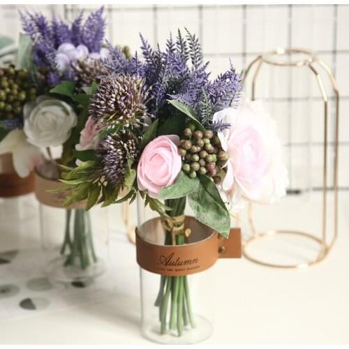 Bride Wedding Bouquet Bridesmaid Holding Bouquet Wedding Supplies Artificial Silk Rose Peony Pink Flower Table Decoration