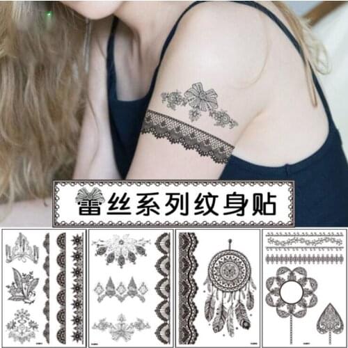 Tatoo india Women Girl Big Fake Tattoo Temporary Mandala Flower Henna India Tatoo Stickers Custom Black Tattoos Girls
