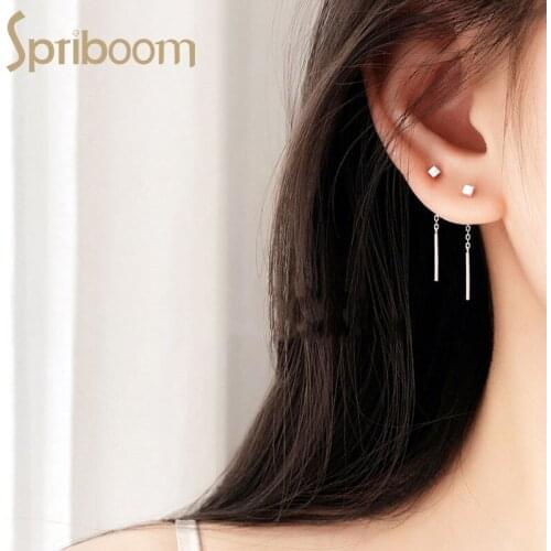 Korean Ear Line Block Long Hanging Earrings for Women Minimalism Drop Earring Simple Jewelry Gift Temperament Accessories