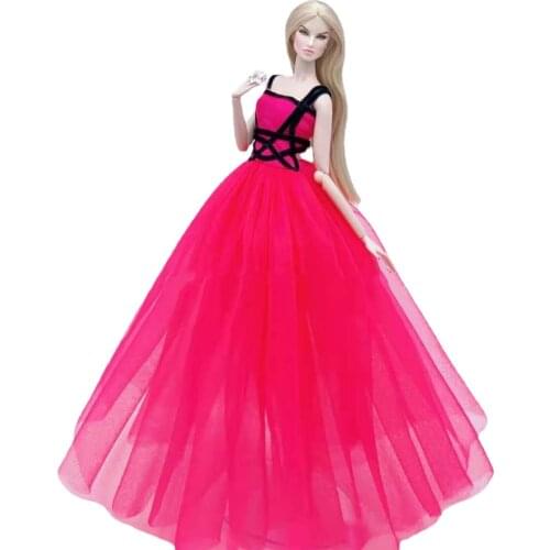 1/6 Fashion Red Black Princess Lace Dresses for Barbie Doll Clothes Wedding Party Gown Vestidos 11.5" Dolls Accessories Kids Toy