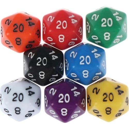 1PC Effect D20 Dice For Table Board Game 20 Sided Data Rich Colors Desktop Game Accessories For Board Game Acrylic Digital Dice