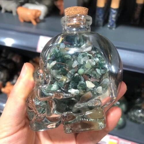 1PC Natural Crystal and Gemstone Stone Quartz Rock Mineral specimen Healing Reiki Home Decor, Skull shape Gifts（Randomly send