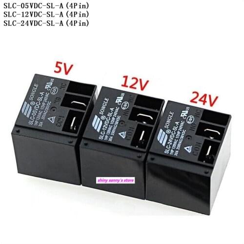 2pcs/Lot SONGLE Power Relay SLC-05VDC-SL-A , SLC-12VDC-SL-A , SLC-24VDC-SL-A 4Pin 5V 12V 24V 30A T91 Brand New