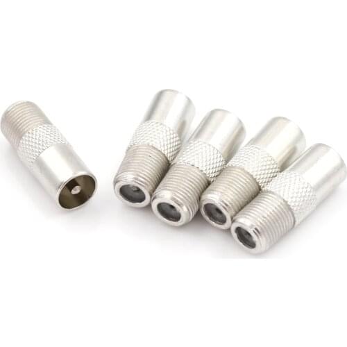 5PCS/lot Silver Coaxial Coax RF Adapter Connectors TV Male Plug To "F" Female