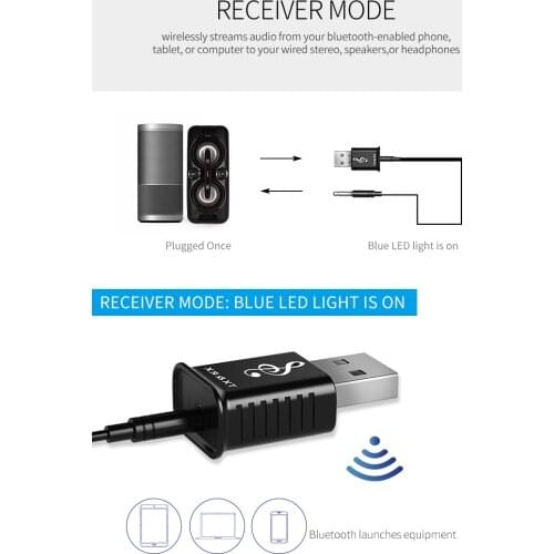 Bluetooth 5.0 Audio Receiver Transmitter Adapter Mini 3.5mm AUX Stereo Wireless Bluetooth Adapter For Car TV PC