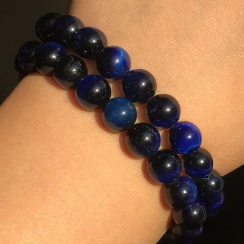Natural Stone Beads 4-12mm Blue Tiger eye Beads Smooth Round Loose Minerals Beads for Jewlery Making DIY Bracelet Neckalce 15