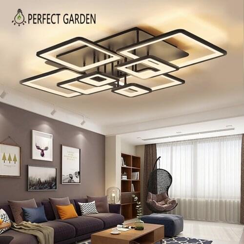 Black Square ceiling lights For kitchen Living room decoration LED Ceiling chandelier Led lights for room indoor lighting