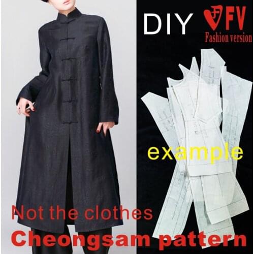 Cheongsam pattern womens clothing Chinese style long style coat sewing drawings 1:1 pattern physical BQP-77