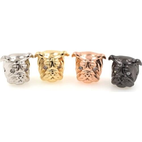 CZ Brass Micro Pave Bulldog Spacer Beads Animal Head Charms for DIY Jewerly Making 11.4x11.4x13.4MM