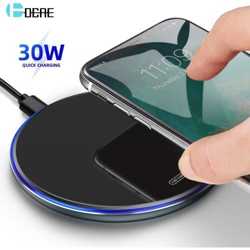 DCAE 30W Qi Wireless Charger Fast Charging Pad for iPhone XS XR X 8 11 12 Airpods Pro Induction Quick Charge For Samsung S21 S20