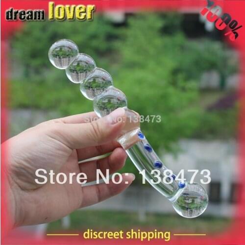 Double heads ended Pyrex glass crystal Dildos penis cock lesbian Sex toys Adult masturbation products for women men gay